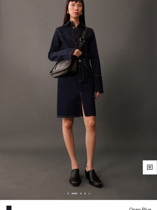 Dresses & Skirts - Dark Indigo Denim Shirt Dress with Front Slit